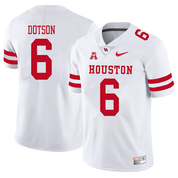 2018 Men #6 Khari Dotson Houston Cougars College Football Jerseys Sale-White - Click Image to Close